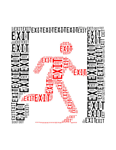 exit text collage Composed in the shape of exit sign an isolated - Photo, Image