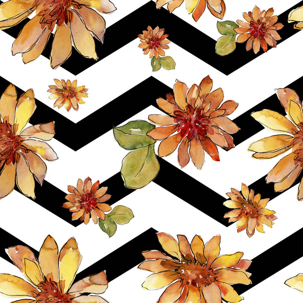 Akvarell színes afrikai százszorszép virág. Virágos botanikai virág. Varratmentes háttérben minta. Szövet nyomtatási textúrát. Az Aquarelle vadvirág háttér, a textúra, a burkoló patternr. - Fotó, kép
