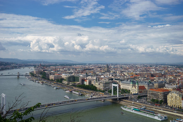 cityscape view of Danube river with beautiful sky in Budapest - Photo, Image