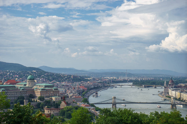 cityscape view of Danube river with beautiful sky in Budapest - Photo, Image