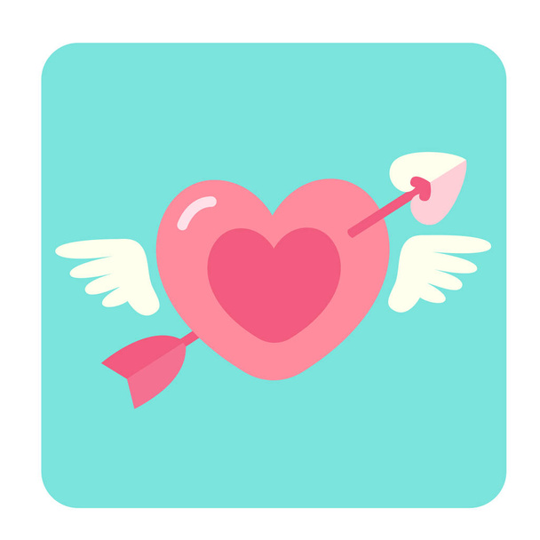 Heart with Arrow Flat Icon - Вектор,изображение