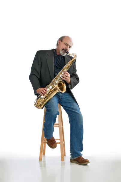 Man playing blues on a tenor sax - Valokuva, kuva