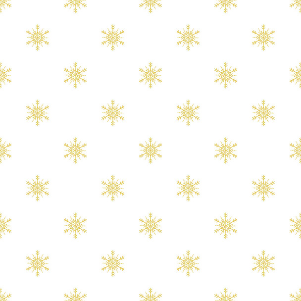 Vector seamless pattern of gold snowflakes. Snowflake seamless pattern.  - Vettoriali, immagini