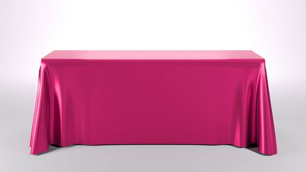 Trade show exhibition advertising table format. Rectangle Tablecloth purple. 3d render illustration. - Photo, Image