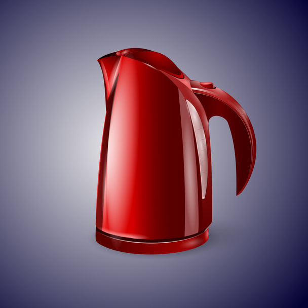 Red electric kettle vector illustration. - Vettoriali, immagini