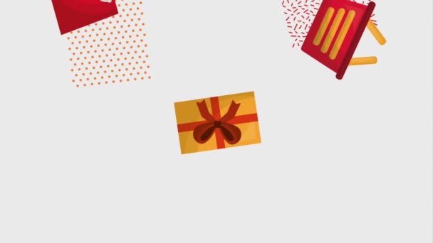 alışveriş sepeti hediye çanta hareket şekilleri geometrik - Video, Çekim
