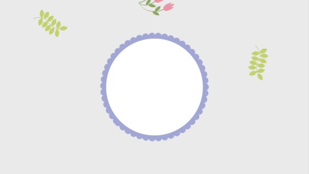 flowers round frame template floral decoration - Footage, Video