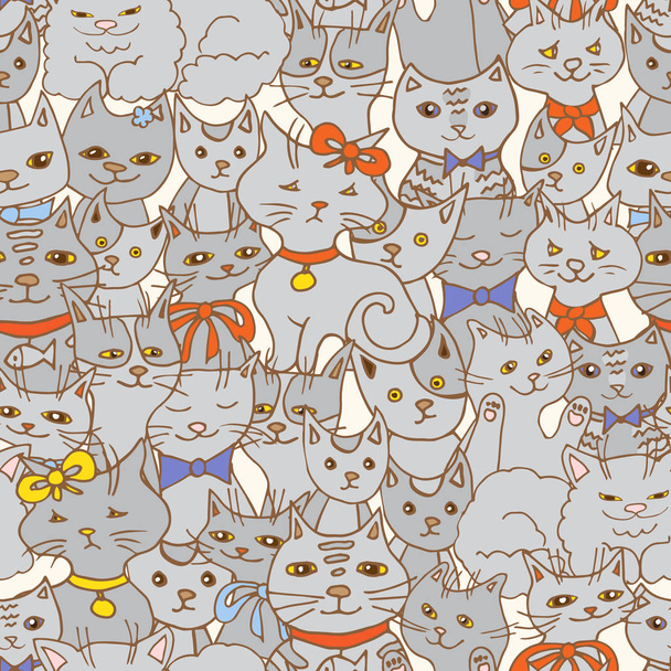 cute cats seamless pattern. pets vector background - Vector, afbeelding