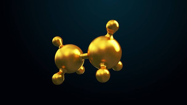 3D illustratie van abstracte gouden molecuul achtergrond - Foto, afbeelding