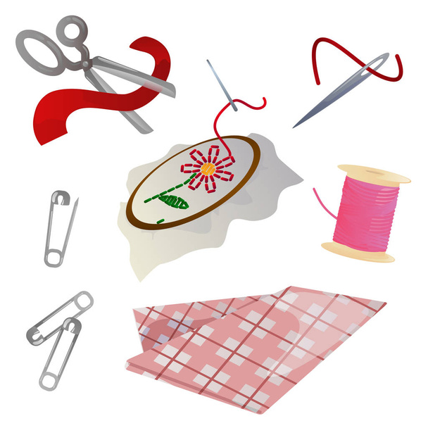 tailoring and hobby items set - Vector, Imagen
