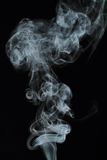 White smoke texture on black background - Photo, Image