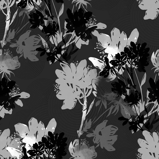 さくらの花のシームレス パターンの抽象的なシルエット - 写真・画像