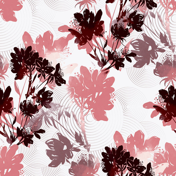 さくらの花のシームレス パターンの抽象的なシルエット - 写真・画像