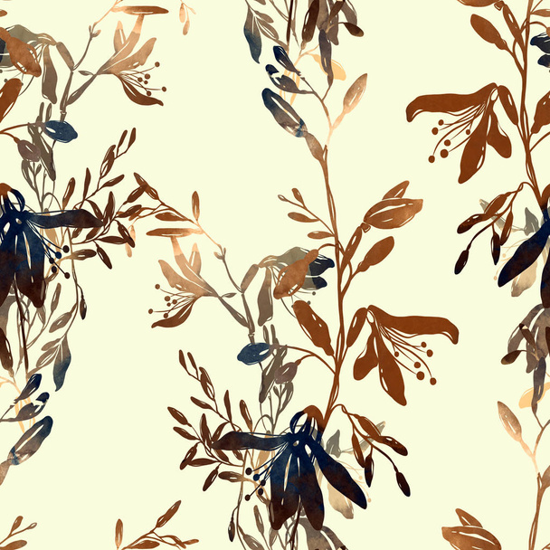 textured leaves seamless pattern - Foto, afbeelding