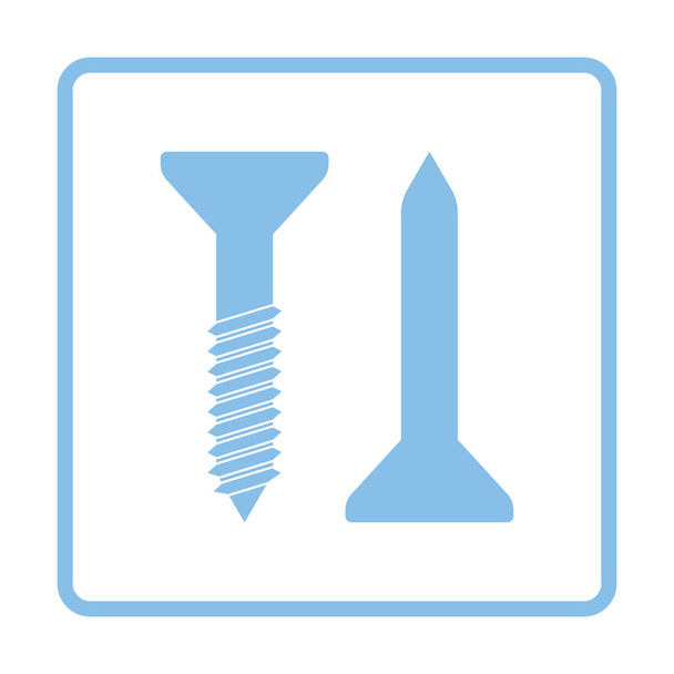 Icon of screw and nail. Blue frame design. Vector illustration. - Vector, Image