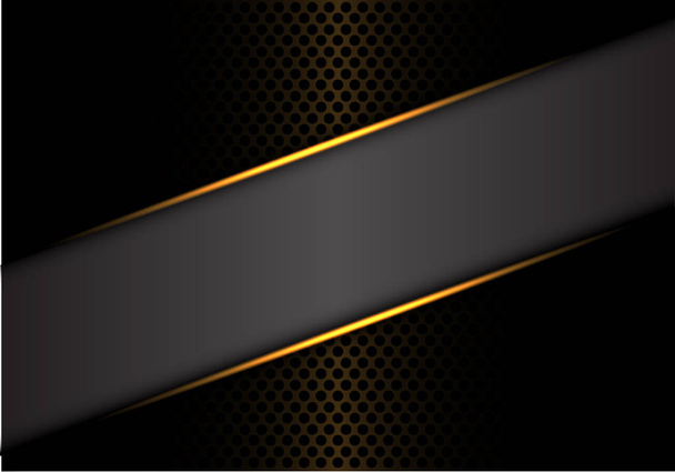 Línea de oro de bandera gris abstracta en diseño de malla de círculo de metal oscuro ilustración de vector de fondo futurista de lujo moderno
. - Vector, Imagen
