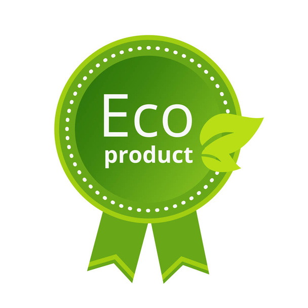 Eco-friendly natural products in food market, farm, biological labels, tags. - Vektör, Görsel