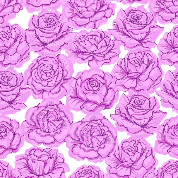 Seamless pattern, background with pink roses, isolated on white  - Vektor, Bild