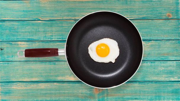 Fried egg eggs pan fried frying pan breakfast skillet protein - Photo, image