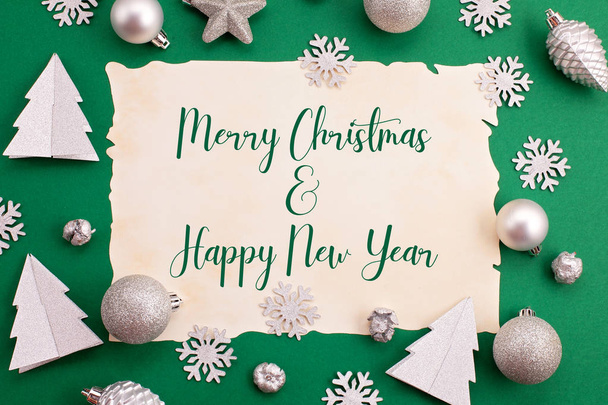 Festive christmas card with seasons greetings  with the text Merry Christmas - Zdjęcie, obraz