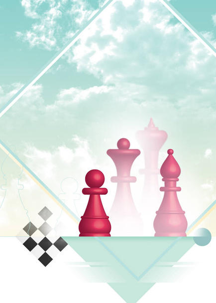 het posterontwerp van een over schaakstukken en strategie - Foto, afbeelding