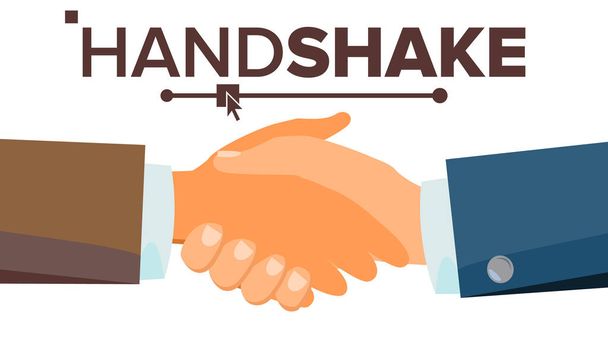 Konzeptvektor Handschlag. Geschäftsleute kooperieren. Sitzungsvereinbarung. flache Abbildung - Vektor, Bild