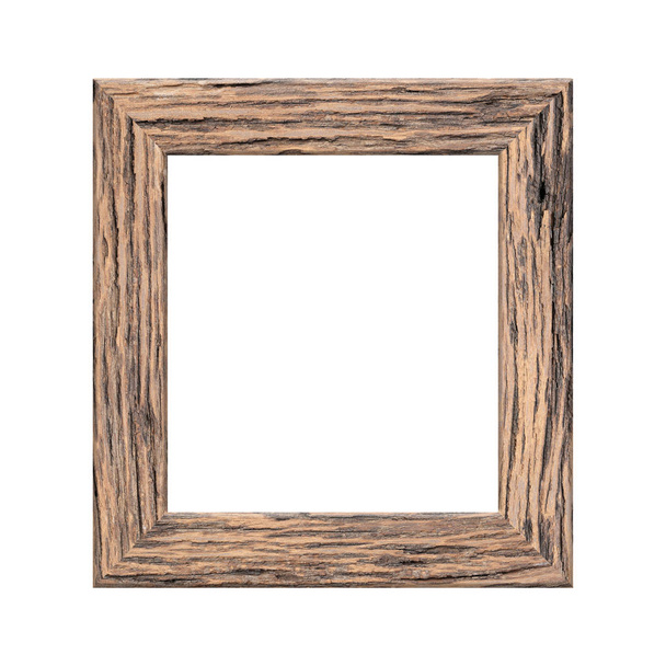 Antiguo marco de madera aislado sobre fondo blanco. - Foto, imagen