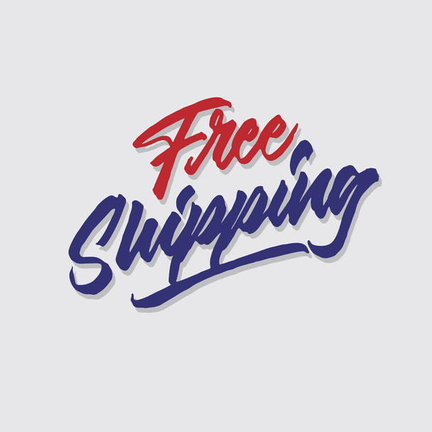 free shipping hand lettering typography sales and marketing shop store signage poster - Vector, Image