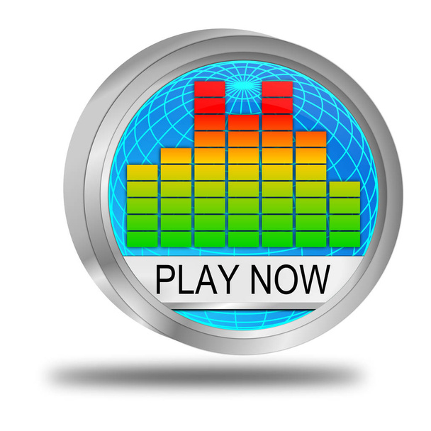 moderno botón de juego azul ahora - Ilustración 3D
 - Foto, Imagen