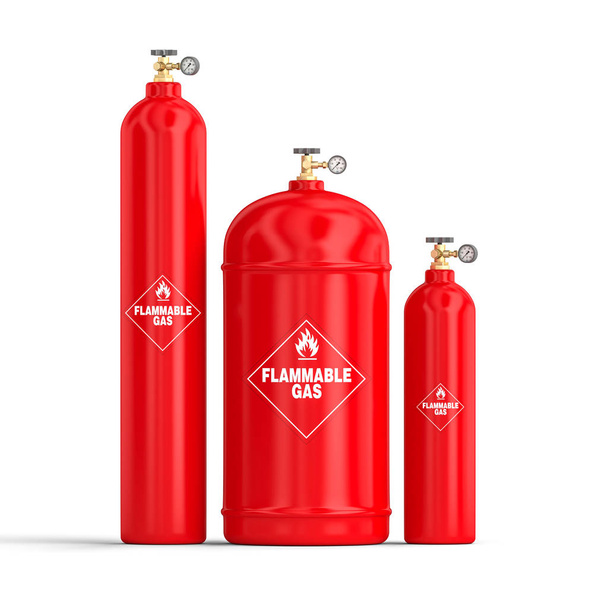 3d image, different kind of gas cylinders - Valokuva, kuva