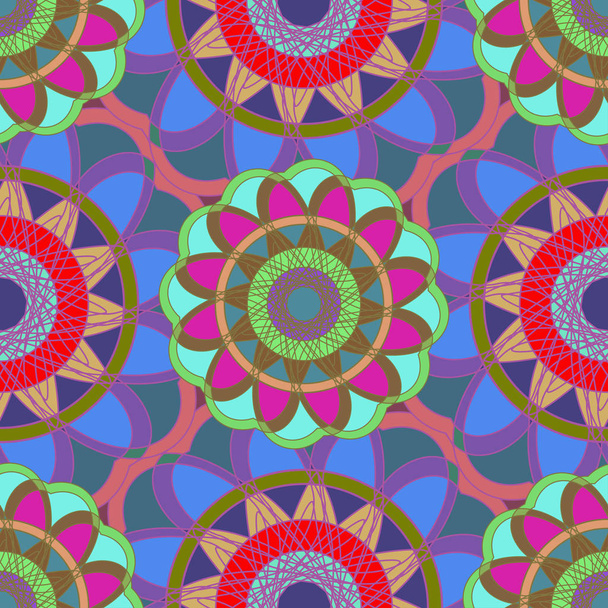 Geometric fractal mandala seamless pattern for background or design work. - Vector, imagen