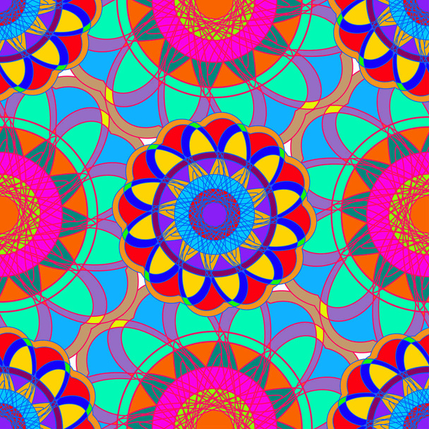 Geometric fractal mandala seamless pattern for background or design work. - Vektör, Görsel