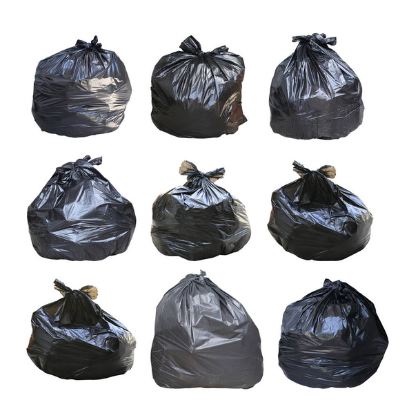 Set of Garbage bag have waste inside isolated on white background and have clipping path. - Photo, Image