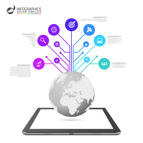 infographic design template. World network concept. Vector illustration - ベクター画像