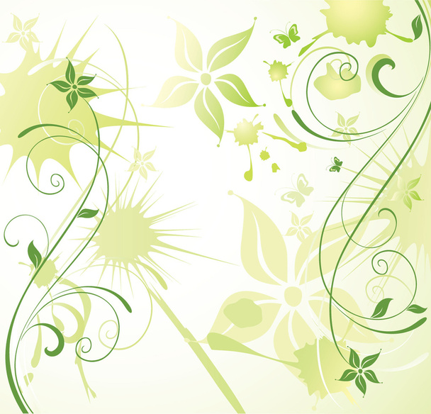 Green floral poster - Vektor, obrázek