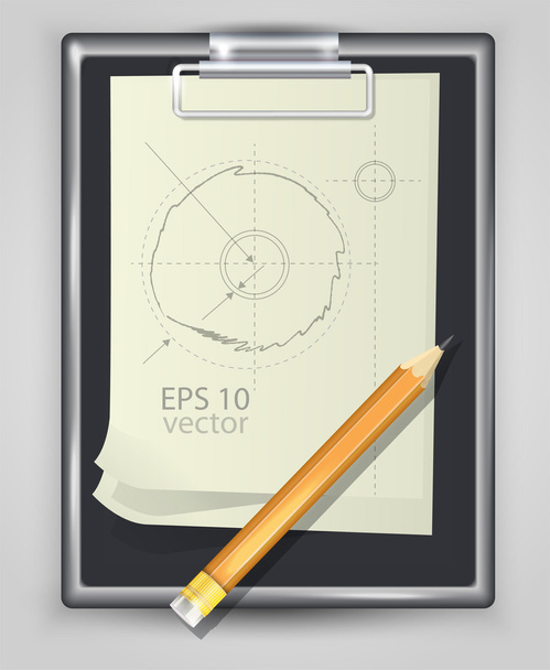 Notepad met het potlood - vectorillustratie - Vector, afbeelding
