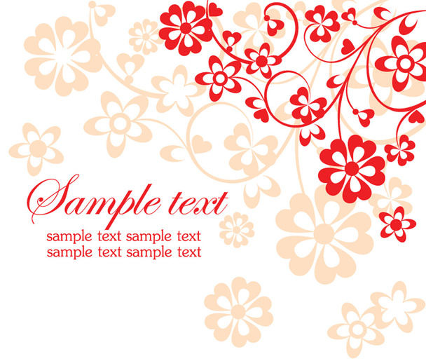 Red floral card - Vector, Image