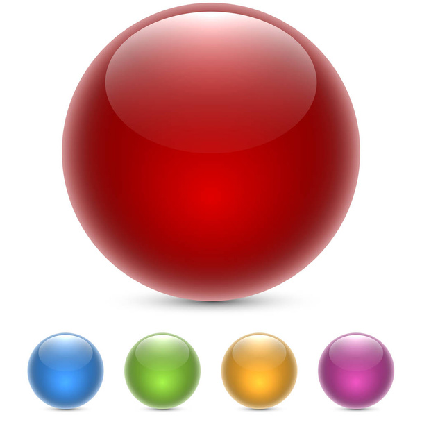 Red glossy sphere isolated on white. Vector. - Vetor, Imagem