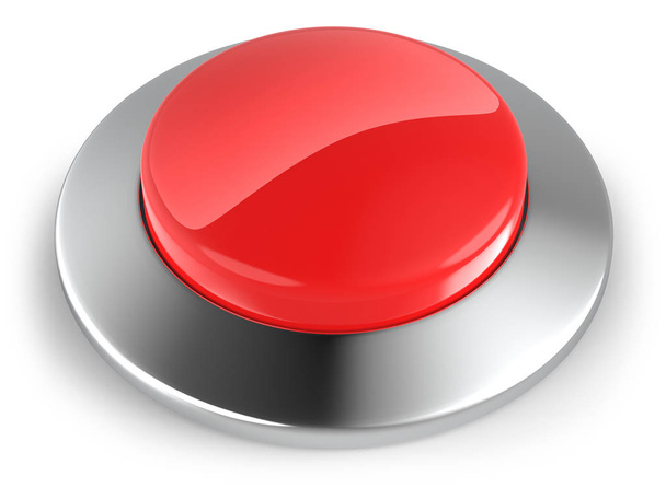 Round red button isolated on white background. 3D rendering. - Foto, Imagem