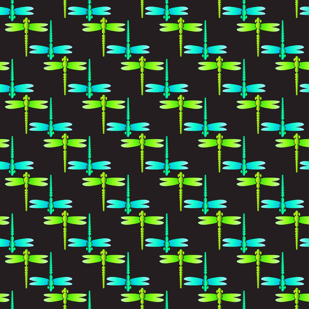 Motif sans couture coloré décoratif avec des libellules mignonnes
 - Vecteur, image
