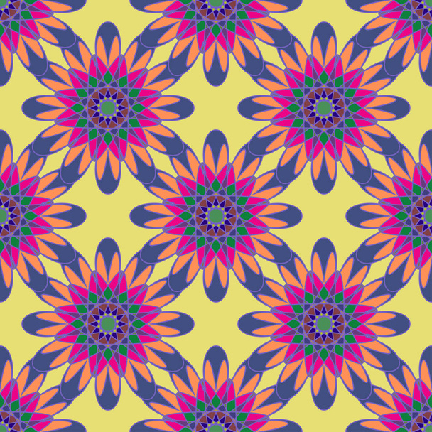 geometrisches fraktales Mandala nahtloses Muster für Hintergrund- oder Designarbeiten. - Vektor, Bild