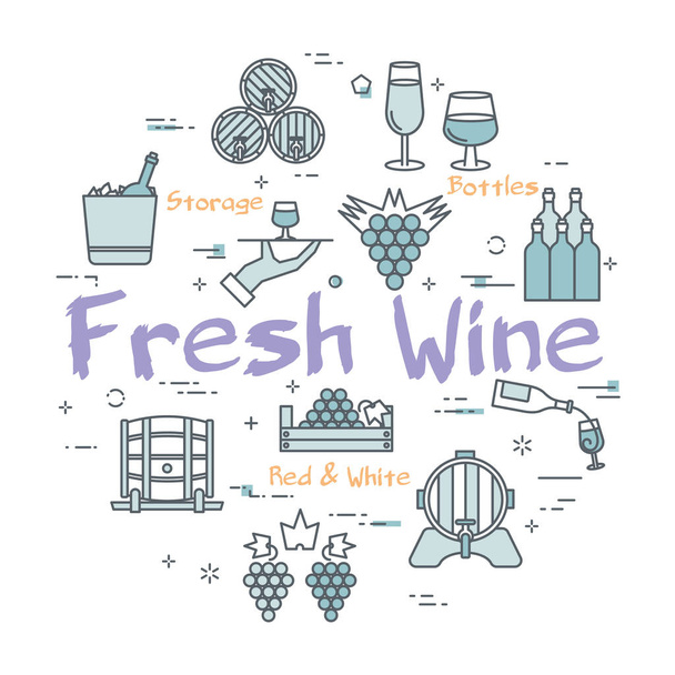 Round concept of fresh wine.  - Vector, Image
