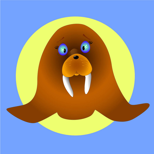 Симпатичный персонаж мультфильма про моржа, векторная иллюстрация
  - Вектор,изображение