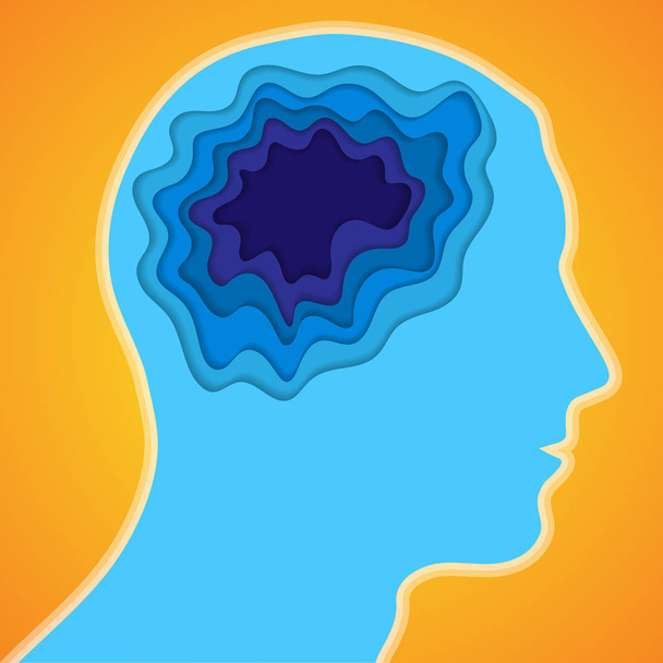 Menselijk hoofd en hersenen papier - Vector, afbeelding