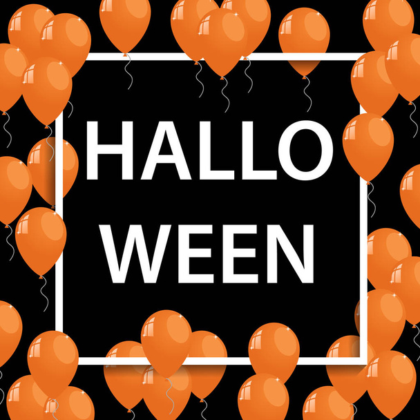 a halloween narancssárga ballons vektor keret - Vektor, kép