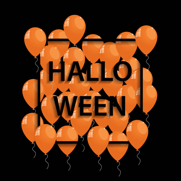 vector frame with orange ballons for halloween - Vector, Image