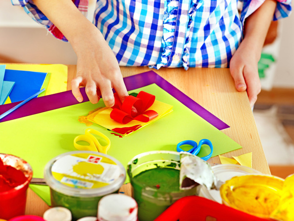 Child making decoration card.. - Photo, Image