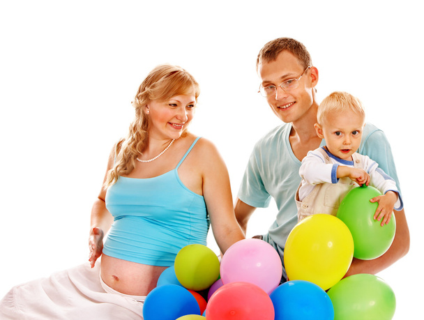 hamile kadın ve çocuk ile aile. - Fotoğraf, Görsel