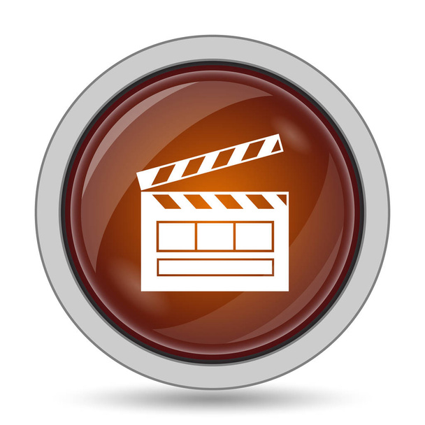 Beyaz arka plan üzerinde film simgesi, turuncu web sitesi düğmesini - Fotoğraf, Görsel