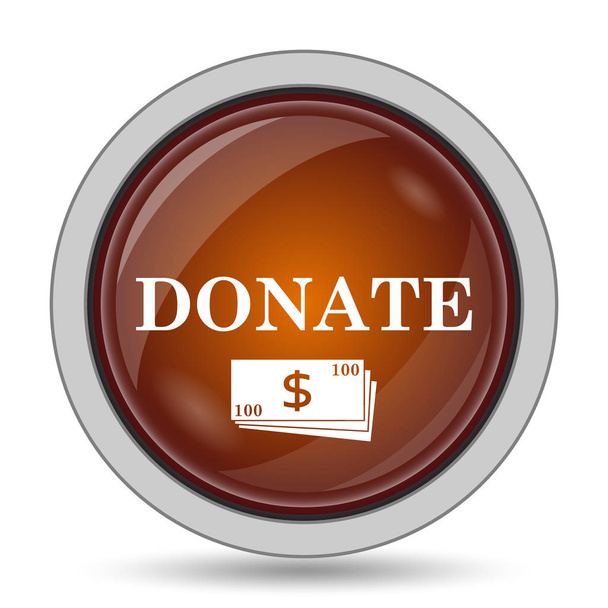 Donate icon, orange website button on white background - Photo, Image